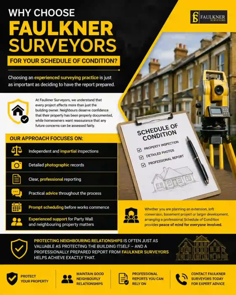 Schedule of Condition: What It Is and Why It Protects Both Neighbours 3 Why Choose Faulkner Surveyors for Your Schedule of Condition Cheltenham?